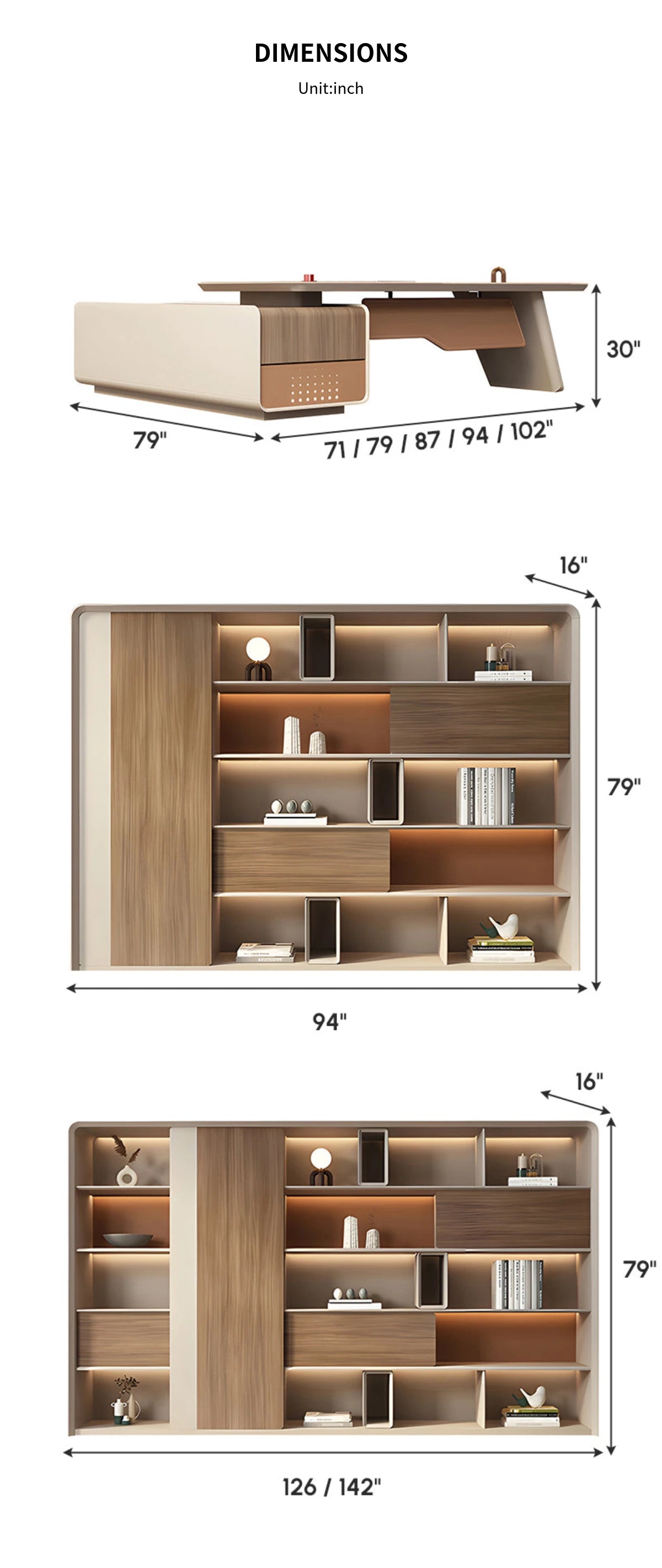 Modern Executive Desk with Cable Management, Wireless Charging & Curved for Home Office — Detail image 13