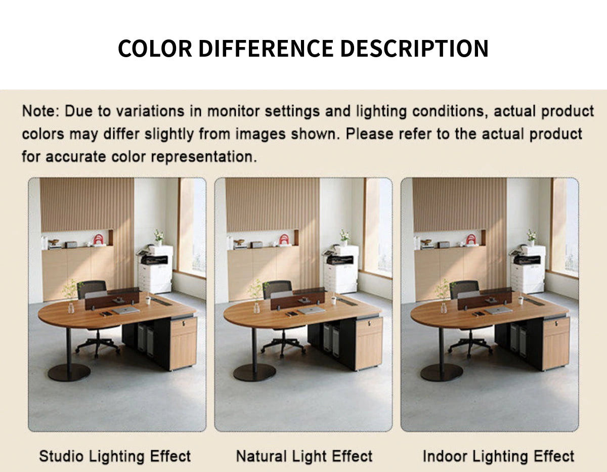 Round Office Desk with Built-In Outlets, Lockable & Solid Wood for Hom — Detail image 9