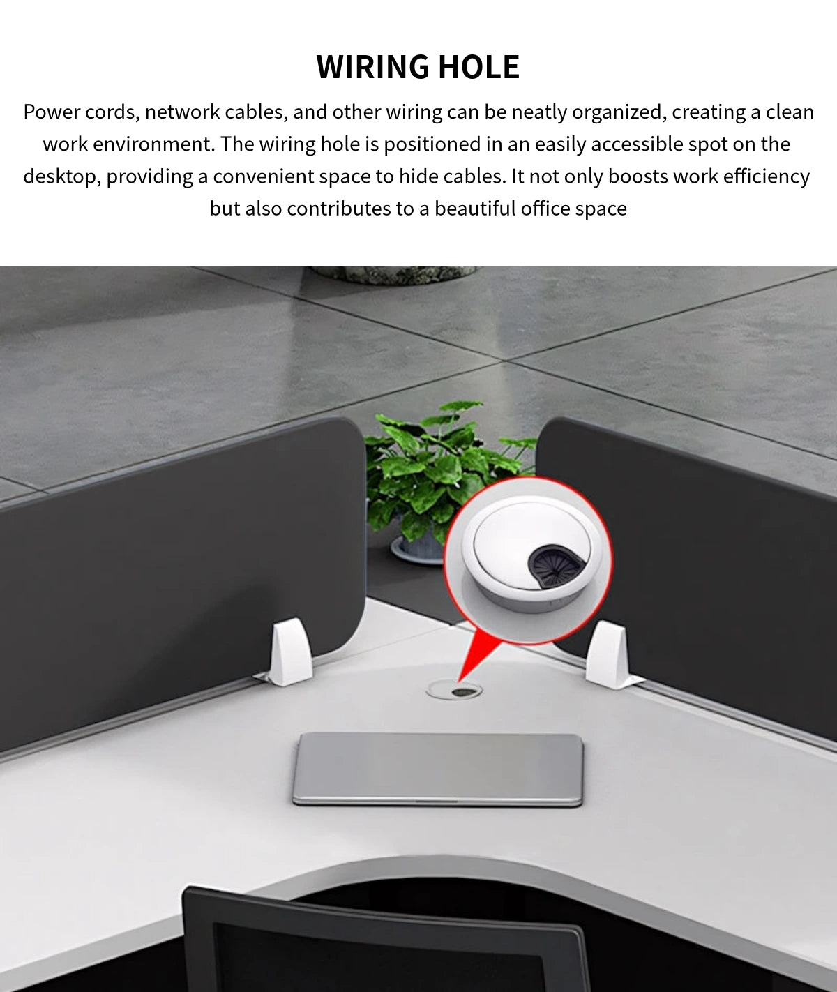 Curved Office Desk with Cable Management, File Drawers & Portable for Home Office — Detail image 8