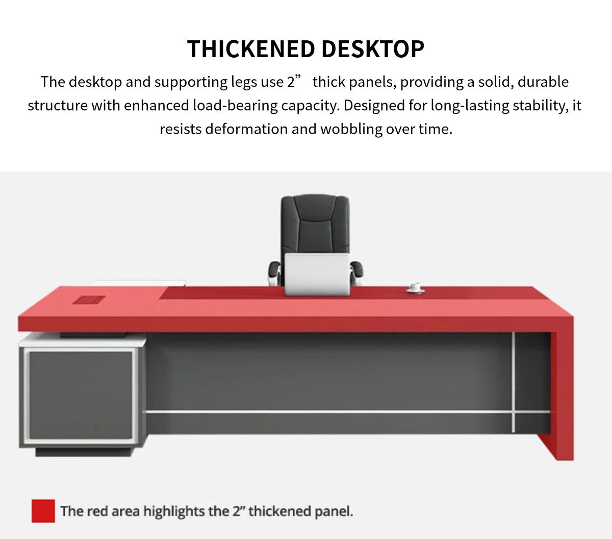 L-Shaped Executive Desk with Dual-Tone, Side Storage & File Drawers for Home Office — Detail image 5