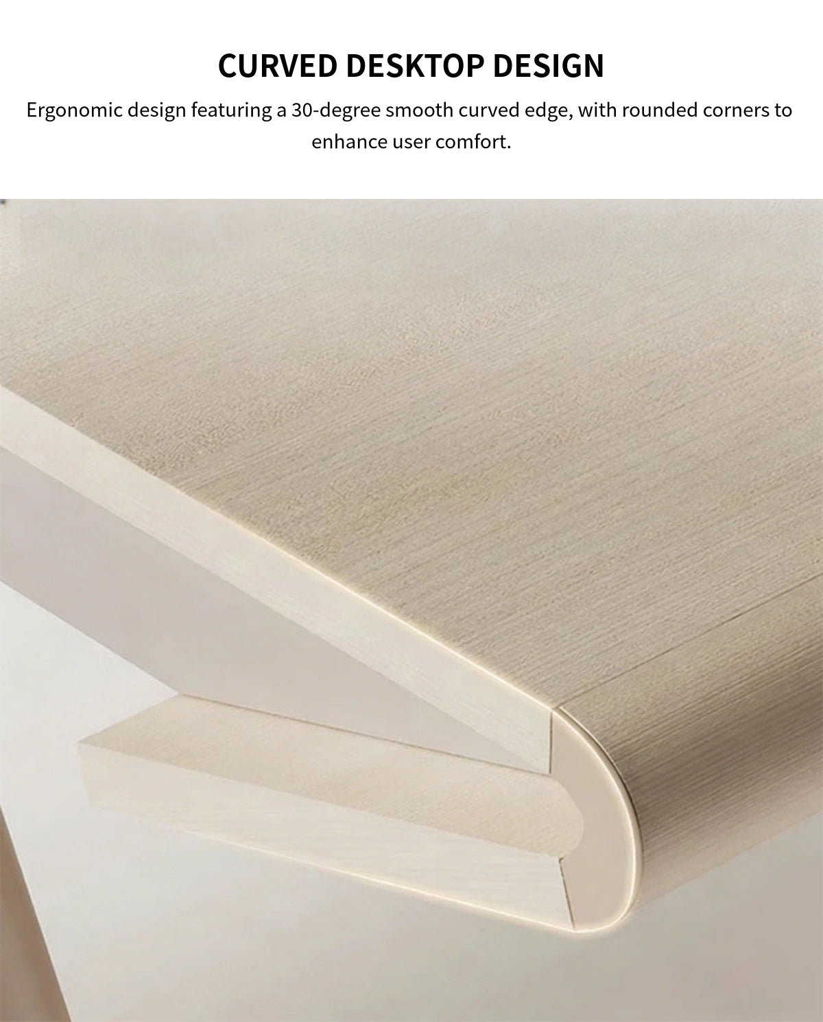 Curved Office Desk with Privacy Panel, Side Storage & Lockable for Home Office — Detail image 3