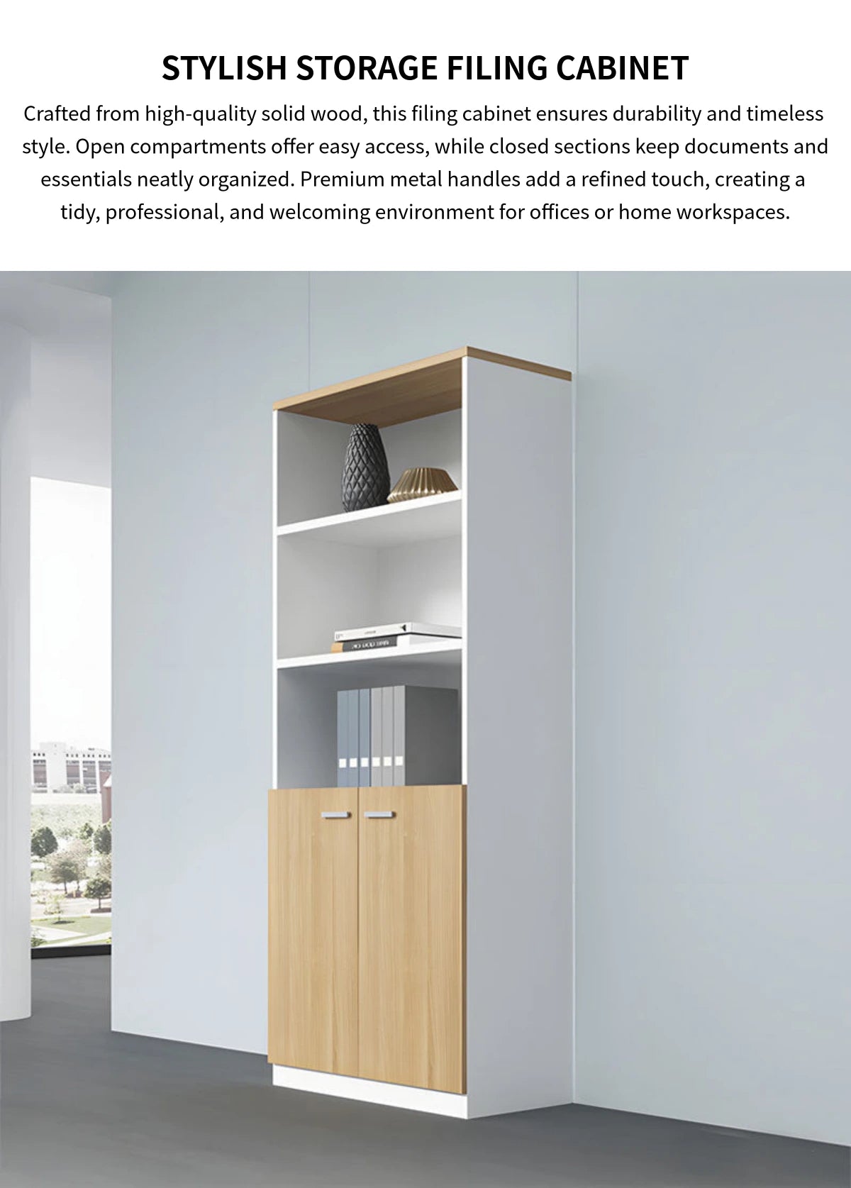 File Cabinet 79 in Tall with Solid Wood for Office — Detail image 1