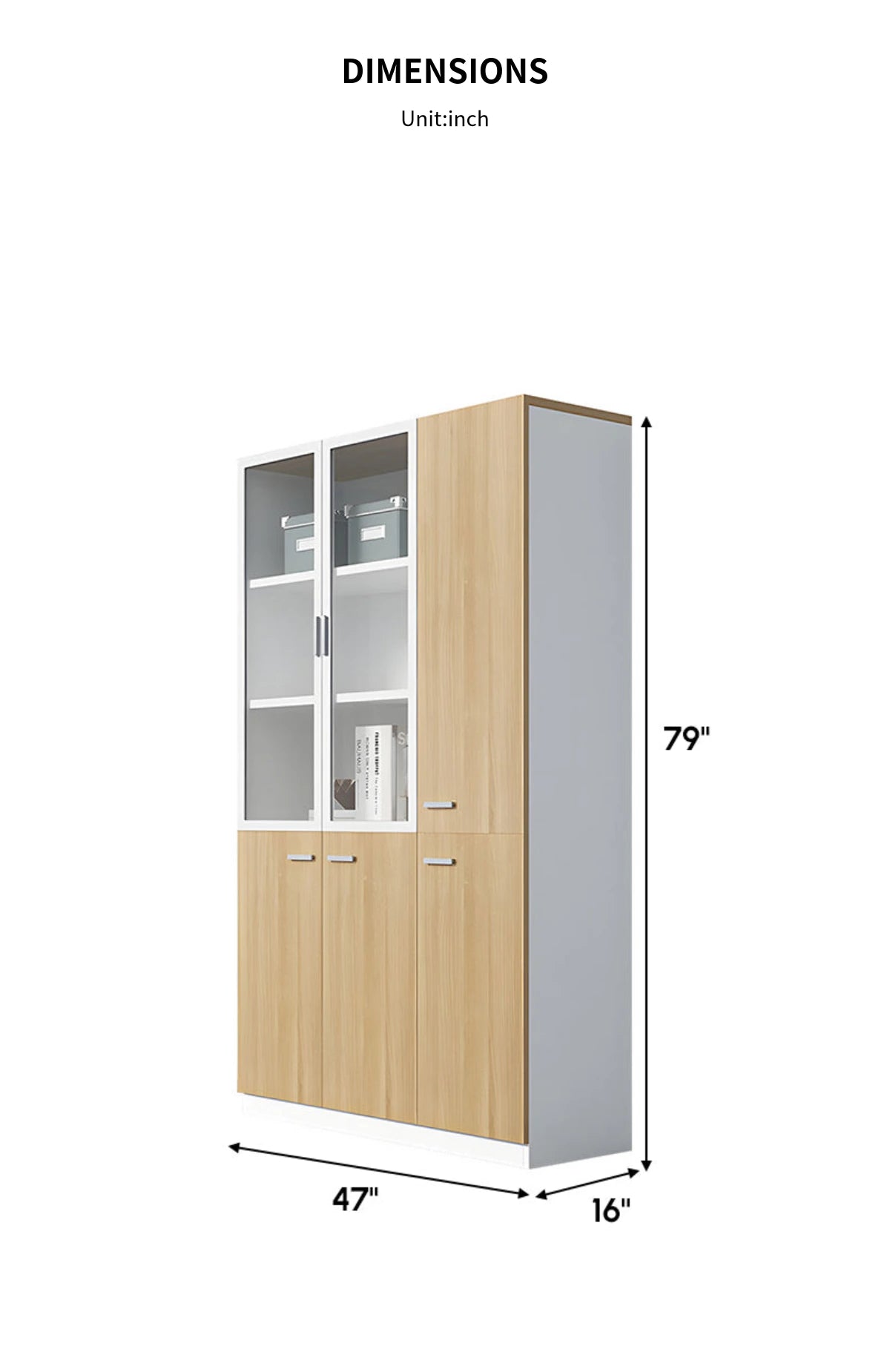 File Cabinet 79 in Tall with Solid Wood for Office — Detail image 7