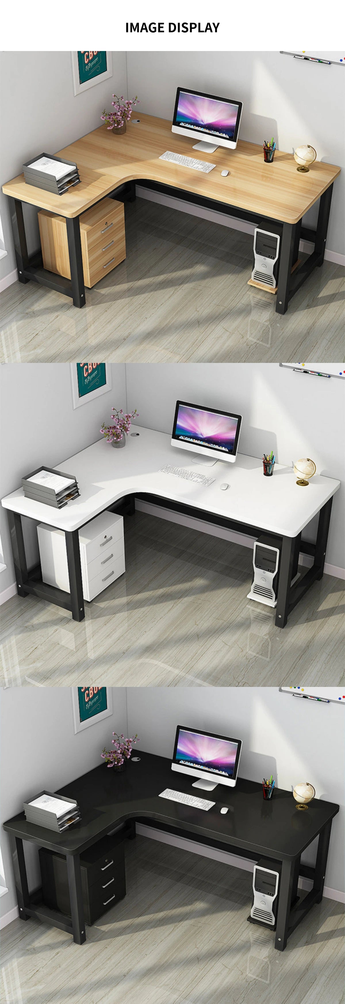 L-Shaped Office Desk 47-71 in Wide with Cable Management for Home Offi — Detail image 8