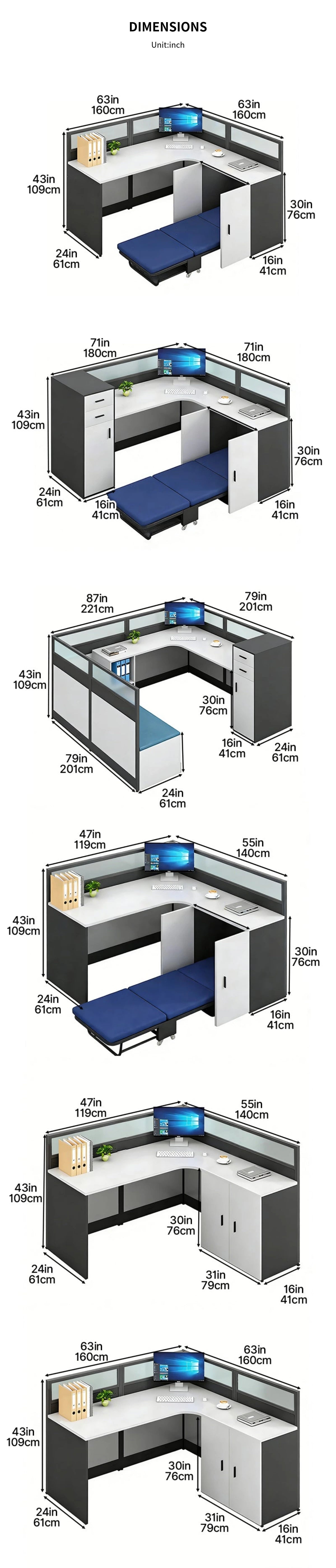 Office Workstation Desk with Side Storage, Folding & Privacy Panel for Home Office — Detail image 11