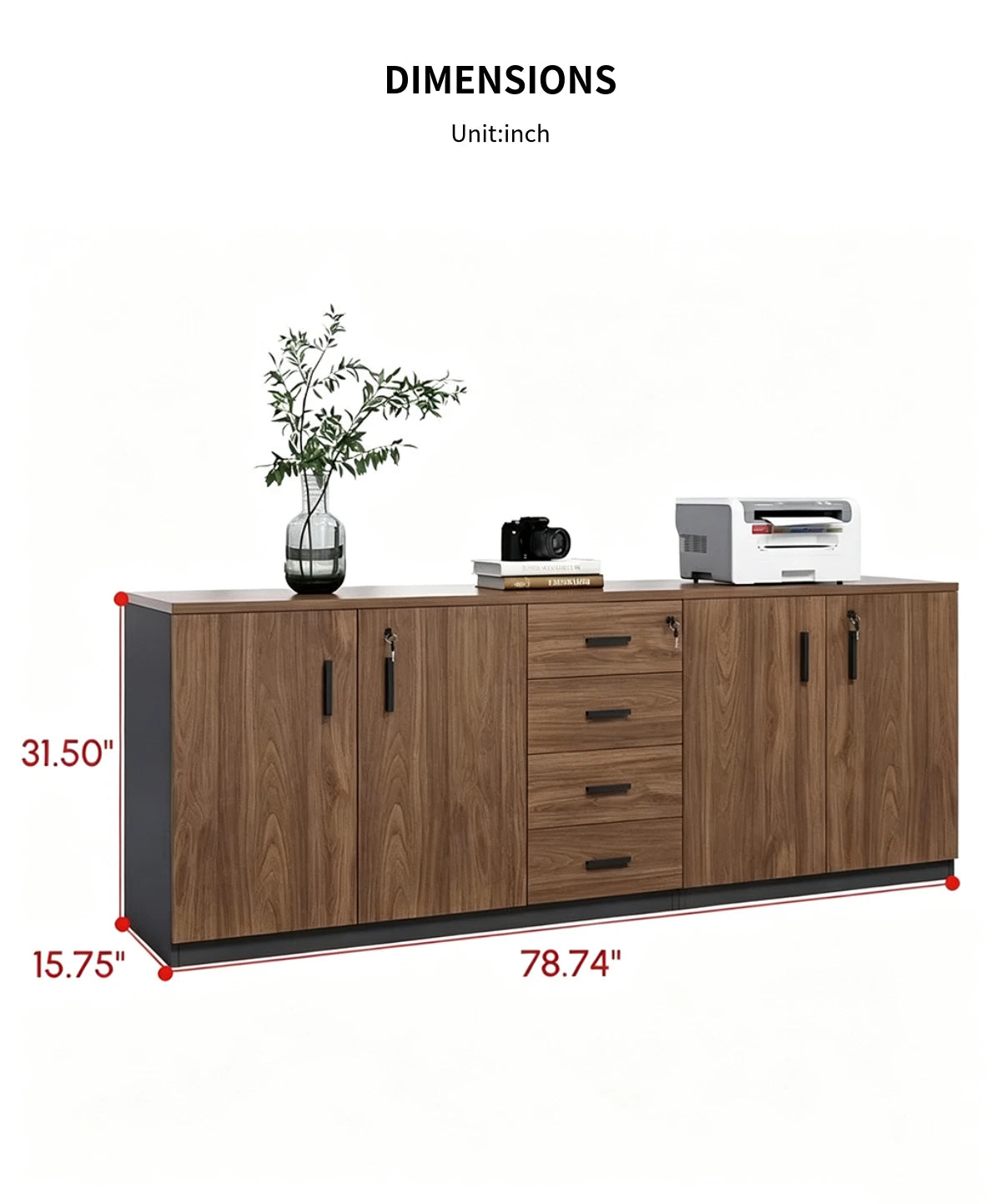 Modern Conference Table 31-126 in Wide (2.6-10.5 ft) with File Drawers & Lockable — Detail image 8