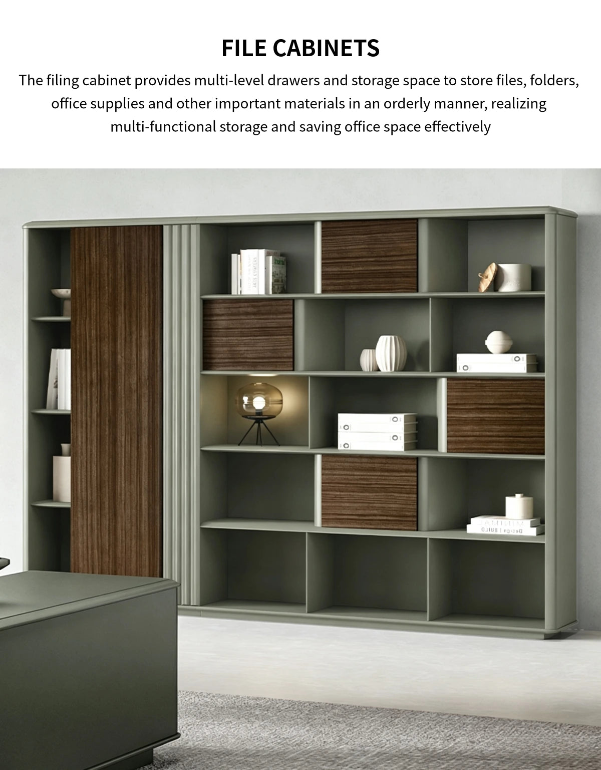Modern Executive Desk 94-142 in Wide with File Drawers & Lumbar Support for Home Office — Detail image 5