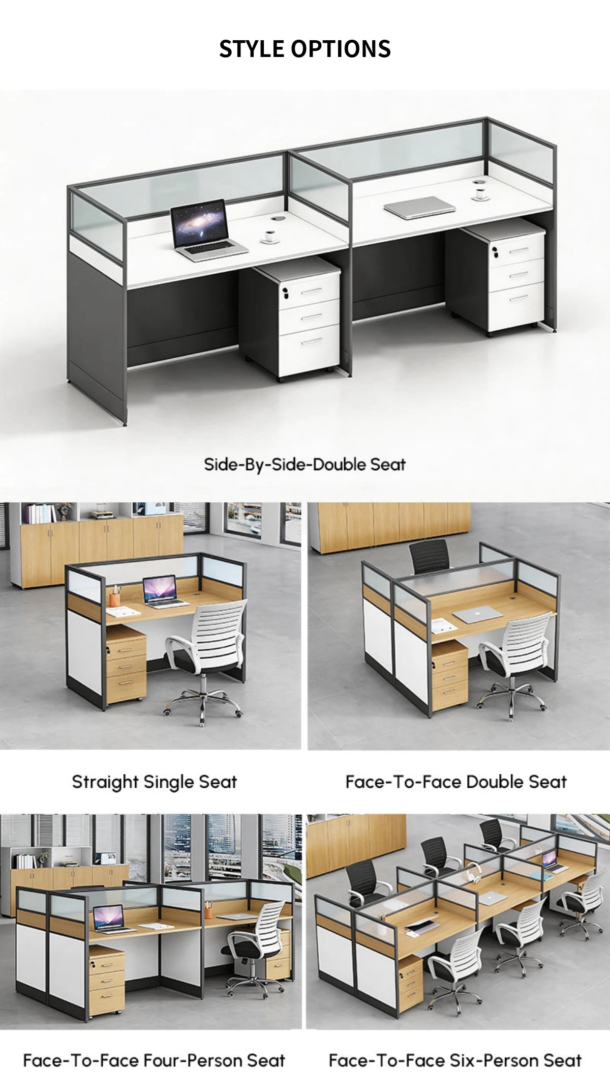 Office Workstation Desk 47-142 in Wide with Privacy Panel for Home Office — Detail image 8