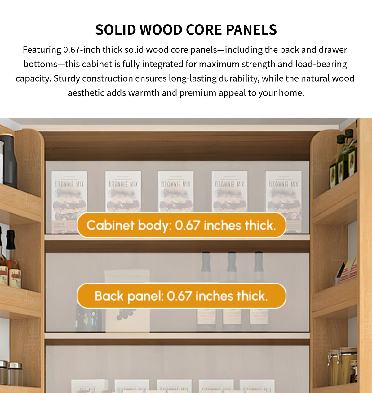 File Cabinet 24-83 in Tall with Adjustable Shelves, Curved & Solid Wood for Office — Detail image 3