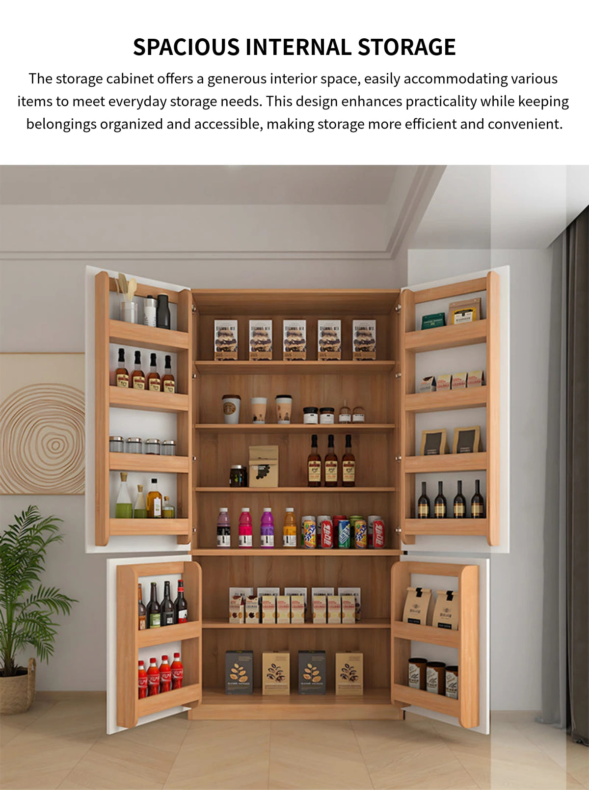 File Cabinet 24-83 in Tall with Adjustable Shelves, Curved & Solid Wood for Office — Detail image 8