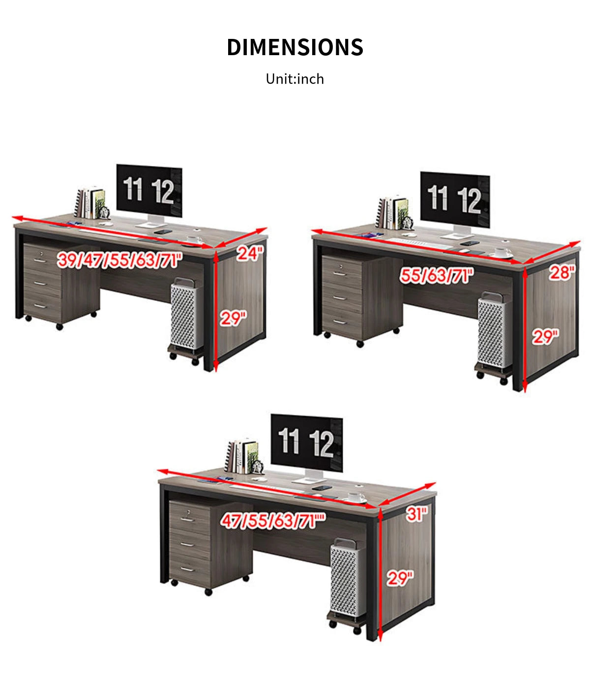 U-Shaped Executive Desk with Cable Management, Lockable & File Drawers for Home Office — Detail image 12