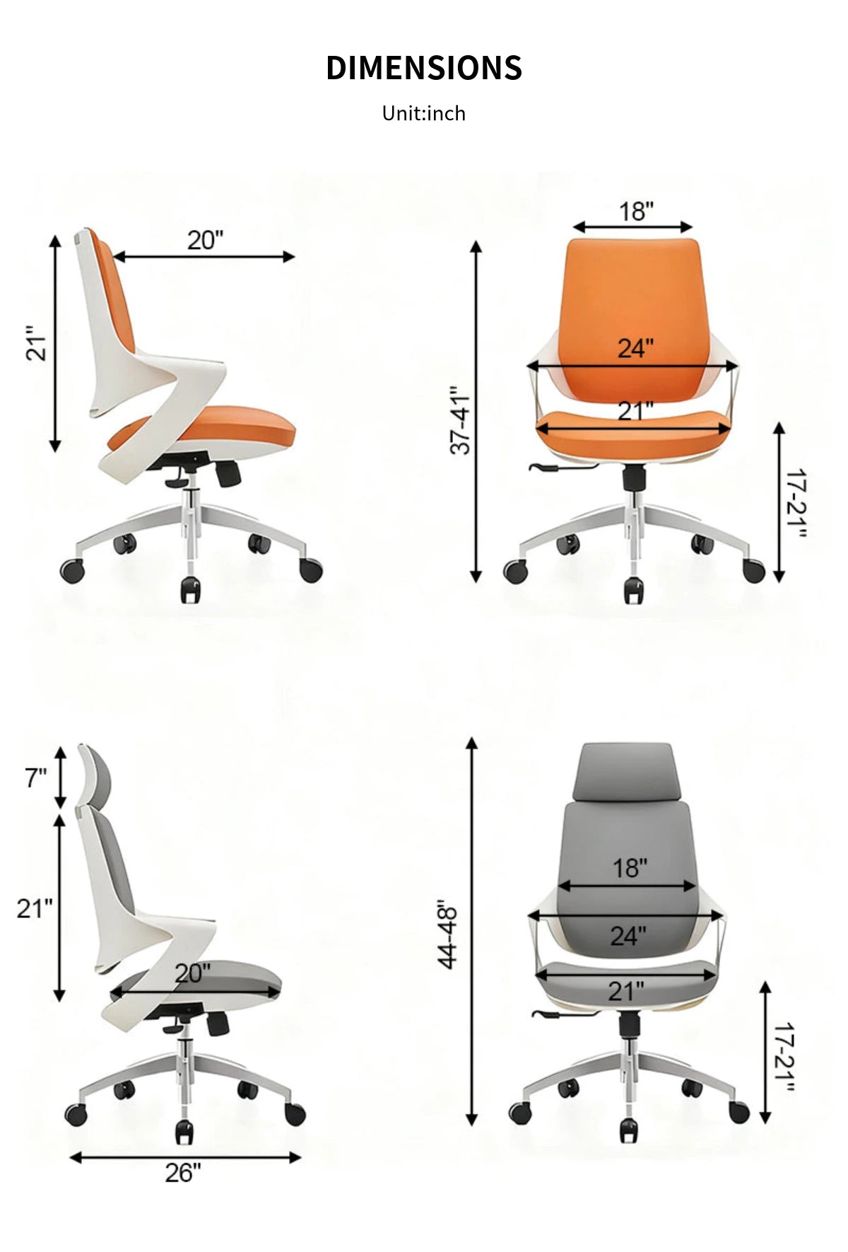 Mesh Ergonomic Office Chair 20 in Wide with Breathable Mesh, Reclining & Lumbar Support — Detail image 11