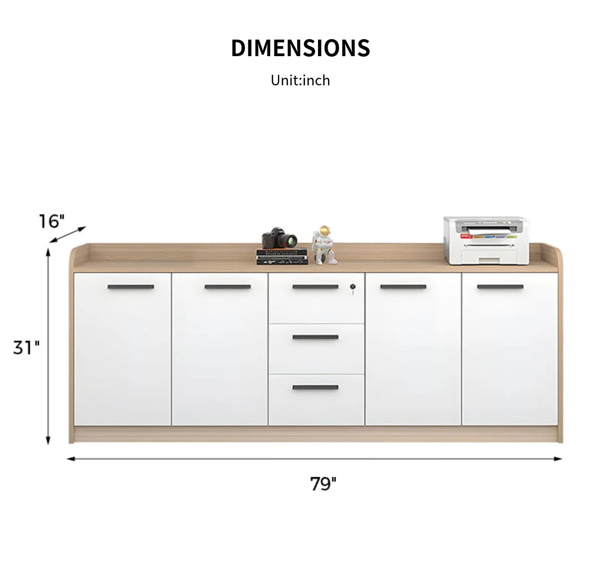 File Cabinet 31 in Tall with Lockable, File Drawers & Solid Wood for Office — Detail image 12