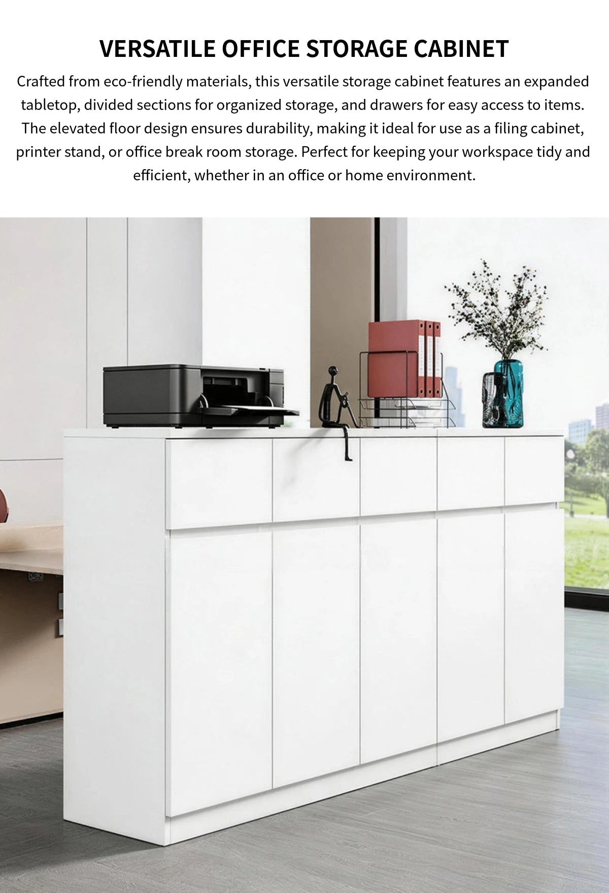 Modern Functional Storage Cabinet with Wide Top & Adjustable Compartments for Office & Home CWG-2203 — Detail image 1