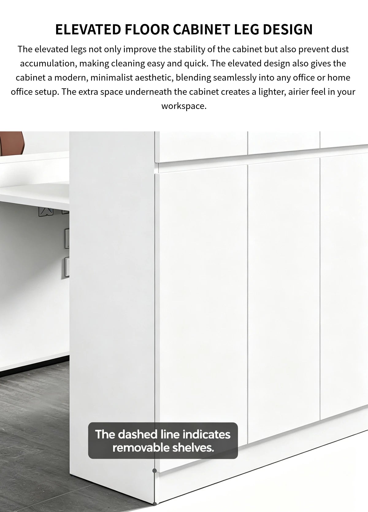 Modern Functional Storage Cabinet with Wide Top & Adjustable Compartments for Office & Home CWG-2203 — Detail image 6
