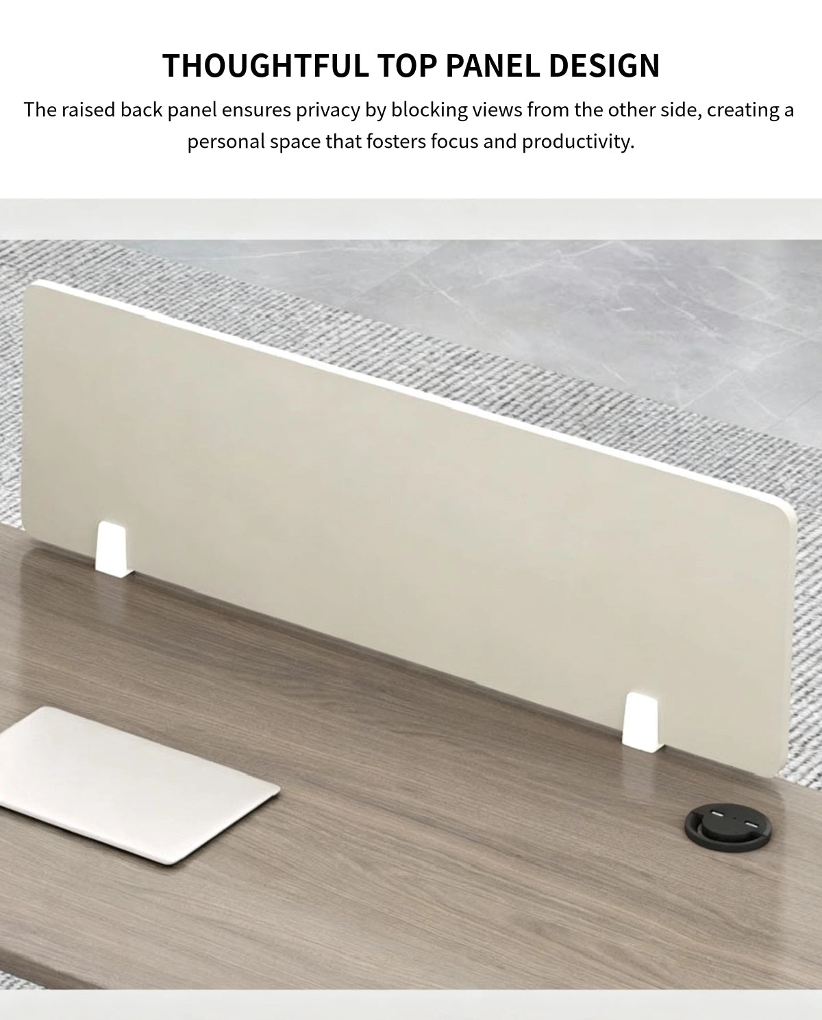 Modern Executive Desk 59-67 in Wide with Cable Management & Side Storage for Home Office — Detail image 6