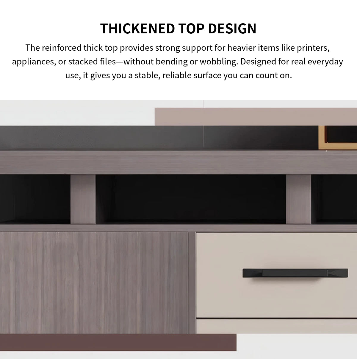 Elegant Eco-friendly Storage Cabinet with Thickened Top and Open & Closed Compartments for Offices & Tea Rooms CWG-2204 — Detail image 3