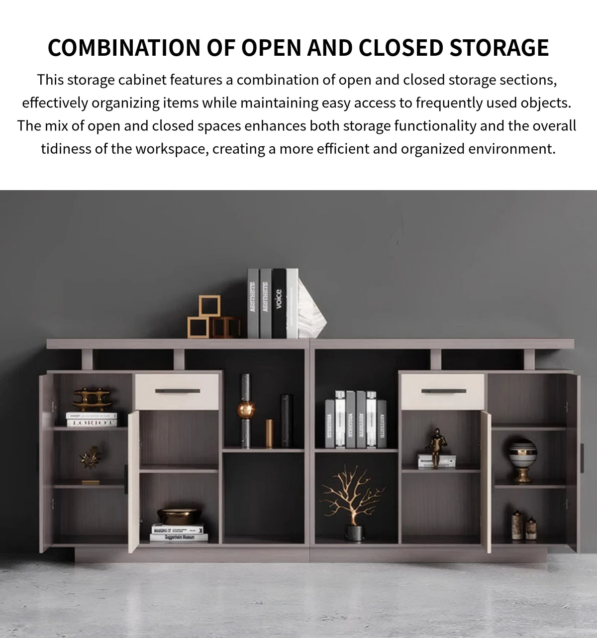 Elegant Eco-friendly Storage Cabinet with Thickened Top and Open & Closed Compartments for Offices & Tea Rooms CWG-2204 — Detail image 6