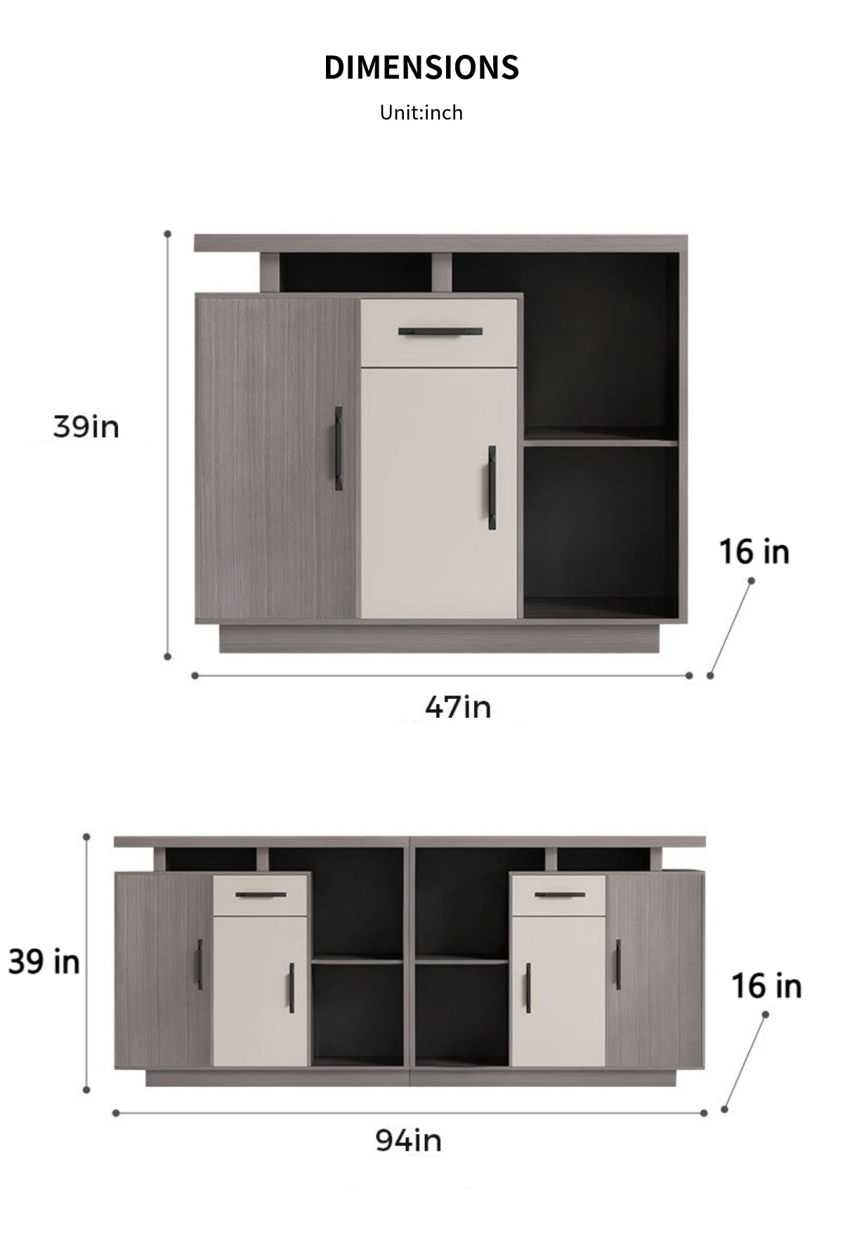 Elegant Eco-friendly Storage Cabinet with Thickened Top and Open & Closed Compartments for Offices & Tea Rooms CWG-2204 — Detail image 10