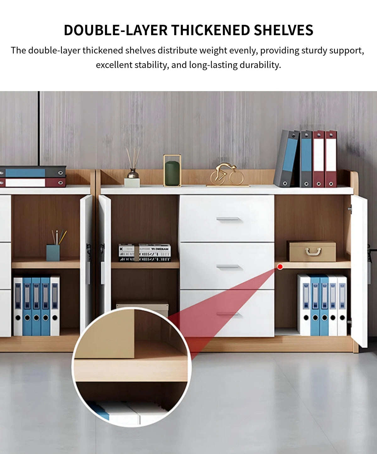 File Cabinet 32 in Tall with Solid Wood, Privacy Panel & Sliding Doors for Office — Detail image 3