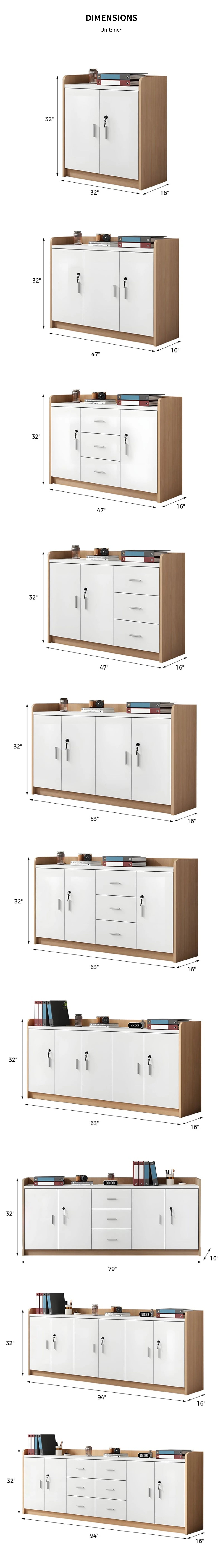 File Cabinet 32 in Tall with Solid Wood, Privacy Panel & Sliding Doors for Office — Detail image 10