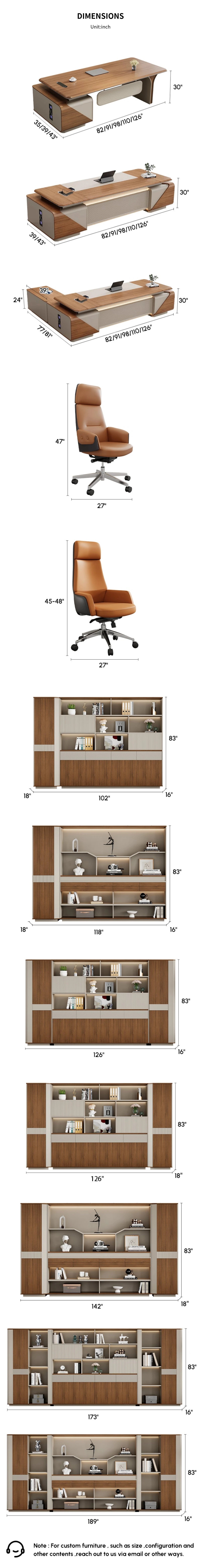 Modern Executive Desk with Curved, Cable Management & LED Lighting for Home Office — Detail image 14