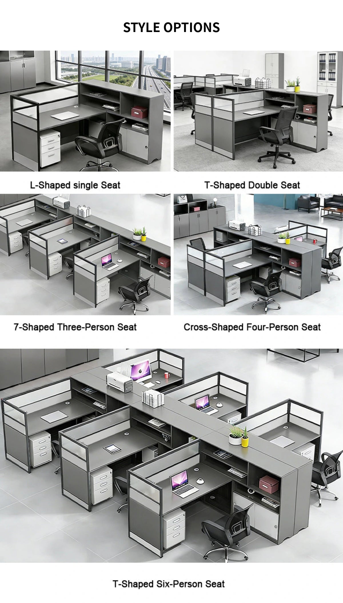 Office Workstation Desk with Privacy Panel, Cable Management & Mobile Pedestal — Detail image 7