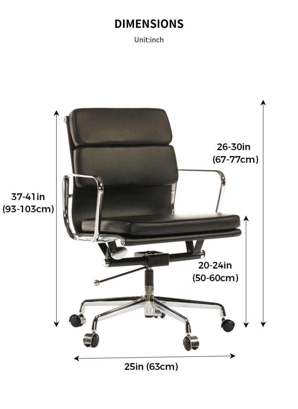 Ergonomic Office Chair 19 in Wide with Lumbar Support for Executive Office — Detail image 8