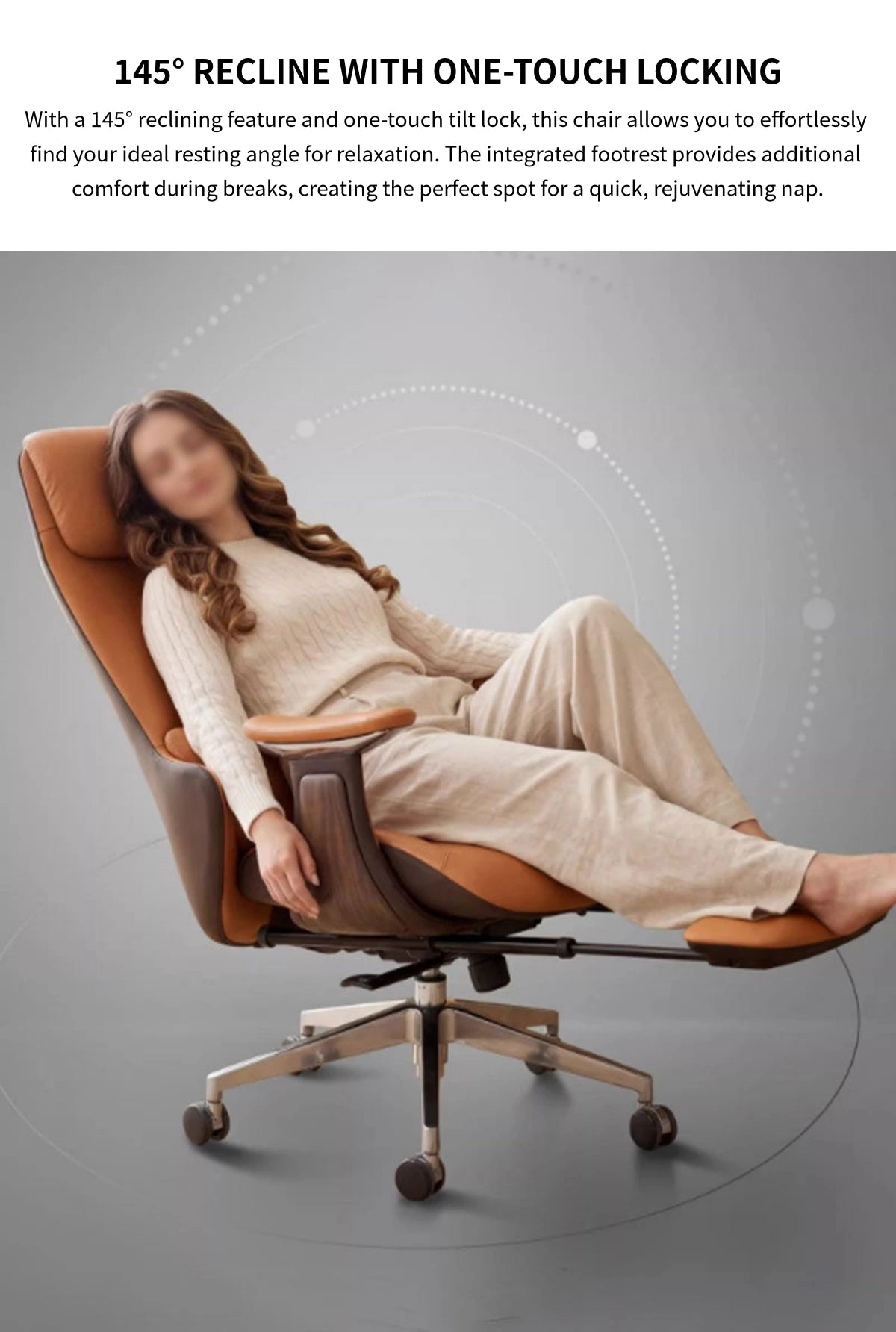 Ergonomic Office Chair with Lumbar Support & Reclining for Executive Office — Detail image 6