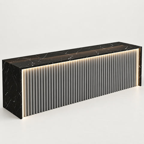 Modern Reception Desk with Keyboard Tray, Lockable & LED Lighting for Office Lobby