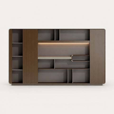 Modern Executive Desk with Cable Management & Lumbar Support for Home Office - 134" L x 16" W x 79" H / Cabinet