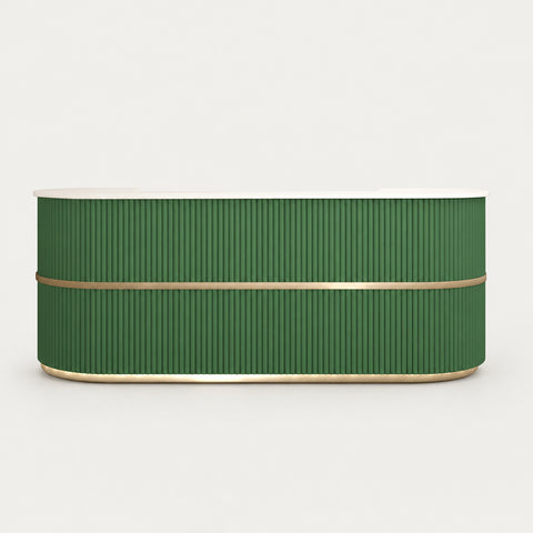 Curved Reception Desk 39-87 in Wide with Lumbar Support for Retail - 47" L x 24" W x 39" H / Green