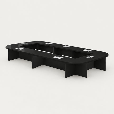 U-Shaped Conference Table 94-276 in Wide (7.8-23 ft) for Meeting Room - 236" L x 94" W x 30" H table / Black / Ellipse
