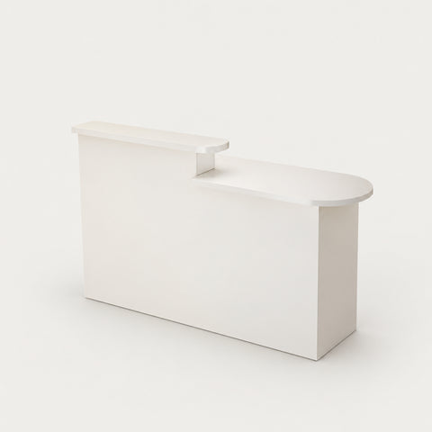 Curved Reception Desk 31-94 in Wide with Cable Management, Lockable & File Drawers - 94" L x 20" W x 41" H / White / Higher Right Side
