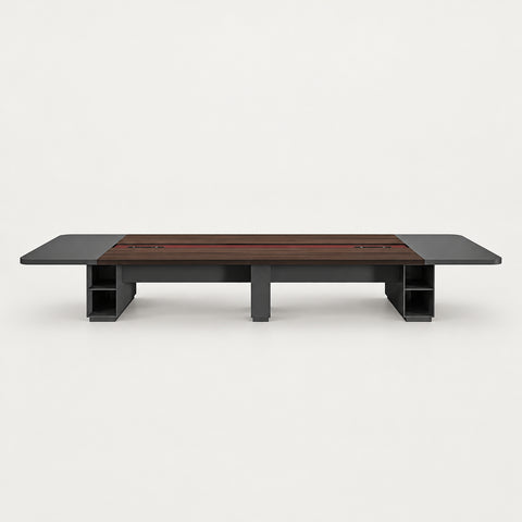 Rectangular Conference Table with Cable Management & Lumbar Support for Meeting Room - 138" L x 59" W x 30"H