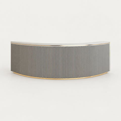 Curved Reception Desk 47-228 in Wide with Cable Management, File Drawers & Fluted Front - 87" L x 24" W x 39" H / Gray