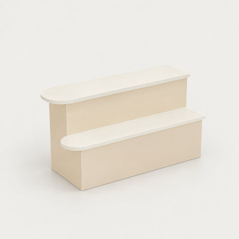 Curved Reception Desk 39-63 in Wide with Lockable & Lumbar Support for Salon - 39" L x 30" W x 35" H / White + Off-White / Left