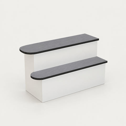 Curved Reception Desk 39-63 in Wide with Lockable & Lumbar Support for Salon - 59" L x 30" W x 35" H / Gray + White / Left