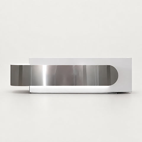 Modern Reception Desk 63-118 in Wide for Office Lobby - 71" L x 24" W x 39" H / Silver + White