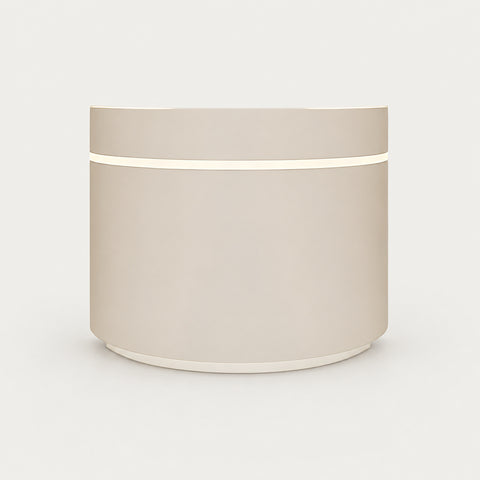 Curved Reception Desk 39-63 in Wide with LED Lighting & Lumbar Support for Office Lobby - 39" L x 24" W x 39" H / Beige