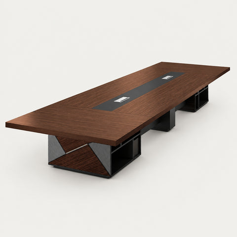 Rectangular Conference Table with Cable Management, Solid Wood & Lumba - 236" L x 63" W x 30" H (Desk) / Desk / Red Walnut