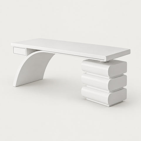 Chic Solid Wood Lacquer Executive Desk with Ergonomic Curved Edges & Ample Storage for Modern Home & Office LBZ-2342 - 55" L x 28" W x 30" H / Off-White / Model B Artistic Legs