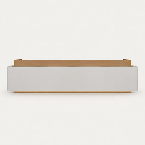 Curved Reception Desk 59-157 in Wide with Dual-Tone, LED Lighting & Lumbar Support - 59" L x 24" W x 39" H / Wood + White
