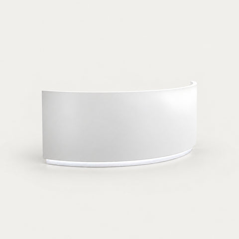 Curved Reception Desk 55-118 in Wide with LED Lighting, Lockable & File Drawers for Salon - 55"L x 24"W x 39"H / White