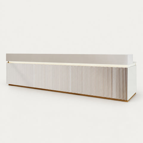 Modern Reception Desk 63-157 in Wide for Office Lobby - 71" L x 24" W x 39" H / Off-White / l-shape Reception Desk (Without Corner)