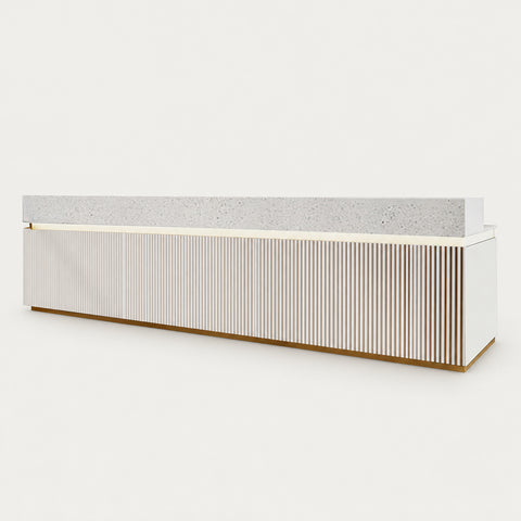 Modern Reception Desk 63-157 in Wide for Office Lobby - 79" L x 24" W x 39" H / Terrazzo / l-shape Reception Desk (Without Corner)