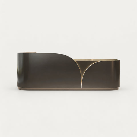 L-Shaped Reception Desk 55-157 in Wide with LED Lighting, Lockable & File Drawers - 94" L x 24" W x 39" H / Black