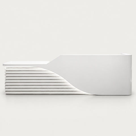 Curved Reception Desk 47-134 in Wide for Salon - 126" L x 24" W x 39" H / White
