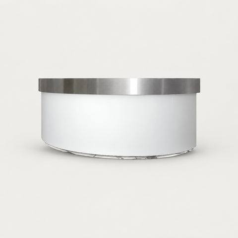 L-Shaped Reception Desk 39-118 in Wide with Lockable, Stainless Steel & File Drawers - 71" L x 24" W x 39" H / Silver + White