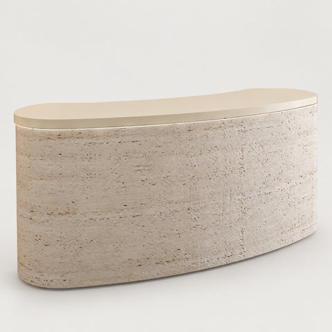 Curved Reception Desk for Salon - 59" L × 22" W × 39" H / Off-White